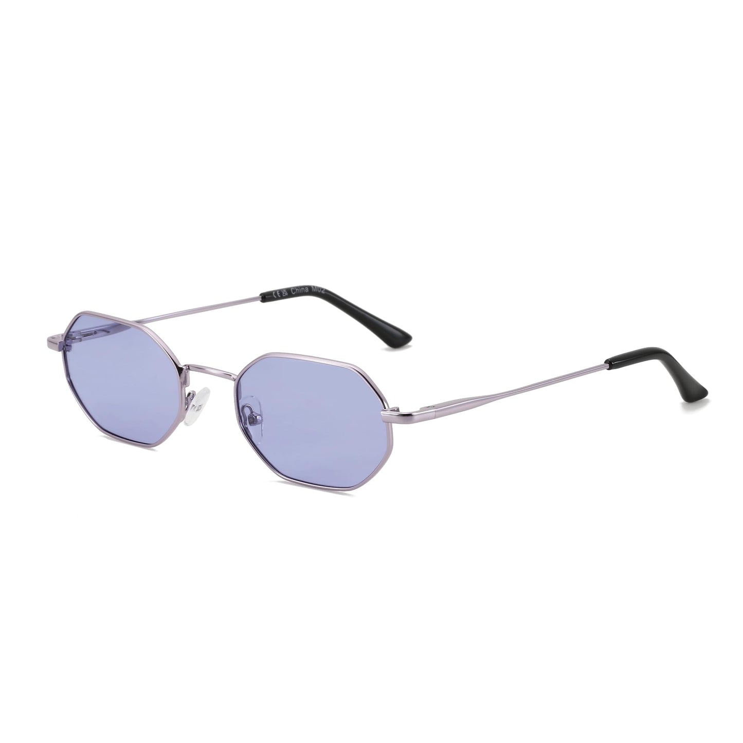 ZENOTTIC Small Octagonal Polarized Sunglasses for Women Men Hippie Metal Frame Retro Rectangle Sun Glasses