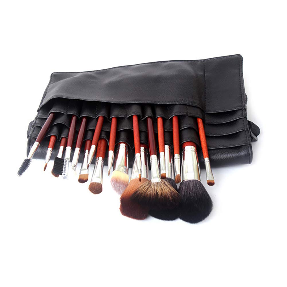 1pc Pu Leather Makeup Brush Waist Bag Portable Cosmetic Brush Holder Organizer with Artists Belt Strap (unfolding)
