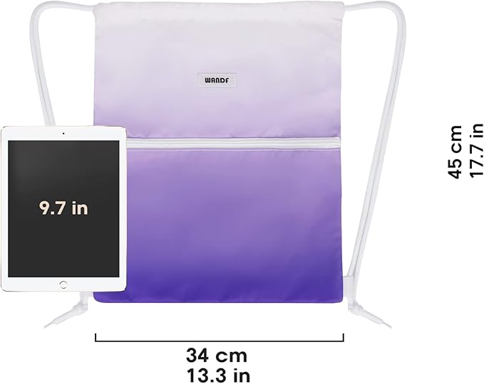 WANDF Drawstring Backpack String Bag Sackpack Cinch Water Resistant Nylon for Sport Yoga Gym Shopping (Purple Gradient)