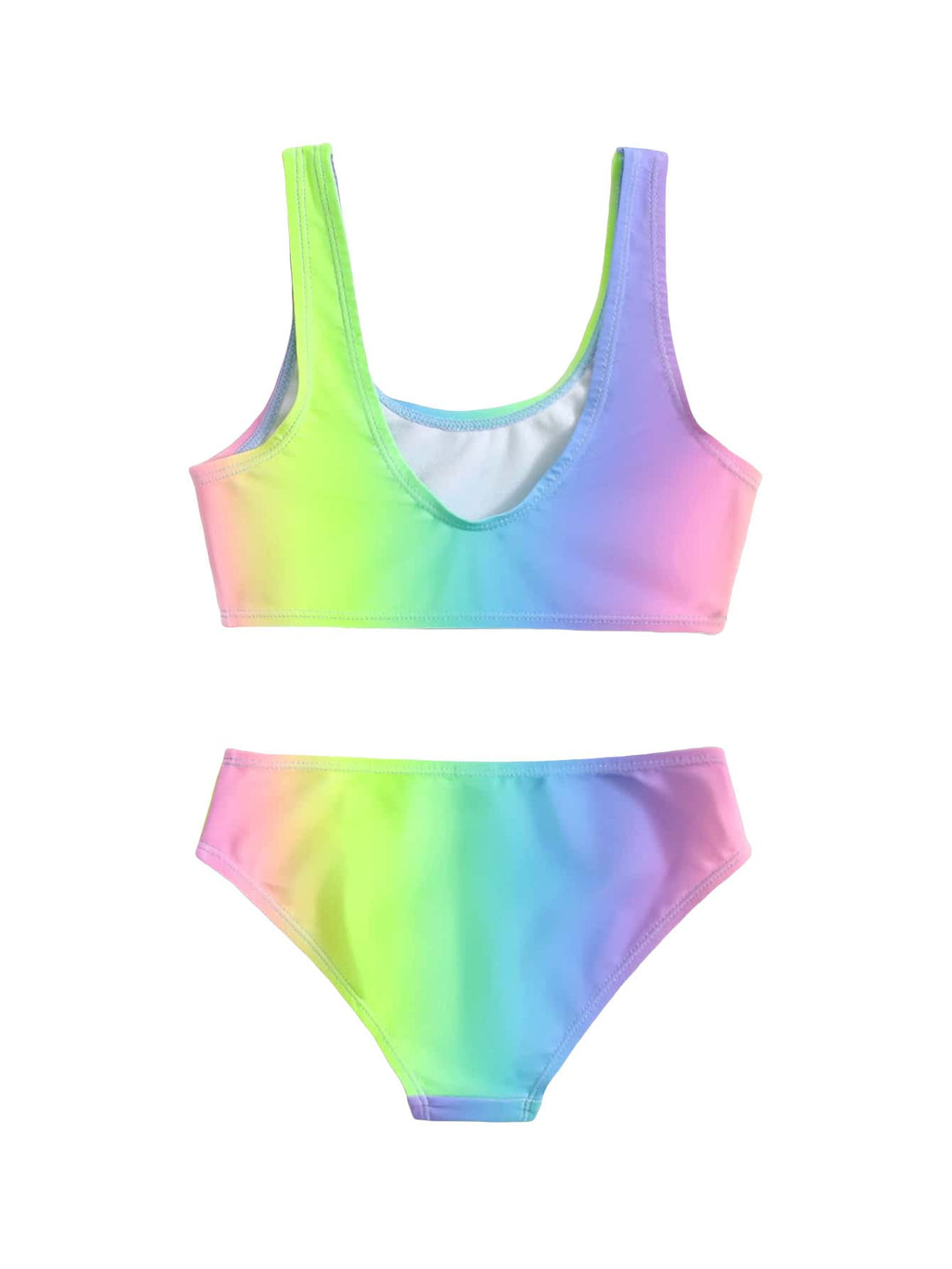 WDIRARA Toddler Girl's Printed Scoop Neck Bikini Swimsuit Two Piece High Waist Bathing Suits Multicolor 100