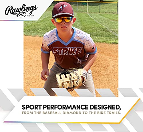 Rawlings 134 Kids Sunglasses for Baseball and Youth Softball Sunglasses - 100% UV Lightweight Poly Lens with Stylish Shield Lenses - Black/Multi