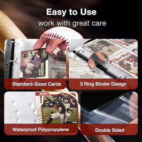 RONMONG Baseball Card Binder,2024 Sports Trading Card with Sleeves Holder Album,440 Pockets Baseball Card Holder Sheets Display Storage Protectors for Collectors Boys and Girls Gift