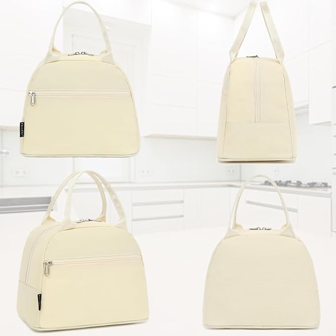 FlowFly Insulated Lunch Cooler Bag - Tote Organizer for Women/Men, Beige