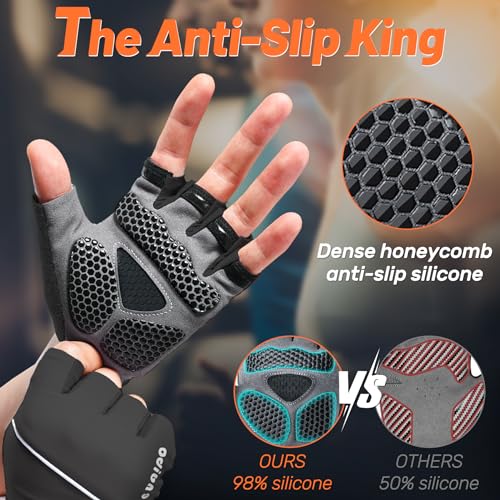 Yeendibo 5-in-1 Workout Gloves for Men & Women, with Excellent Grip, Full Protection Exercise Weight Lifting Gym Gloves, Detachable Wrist Strap & Mesh Bag