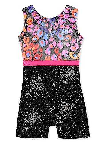 Toddler Leotards for Girls Gymnastcis 3t 4t Kid Child Dance Outfit Tumbling Sleeveless Biketard Sparkly Leopard Unitard (Rainbow Leopard, 3-4 Years)