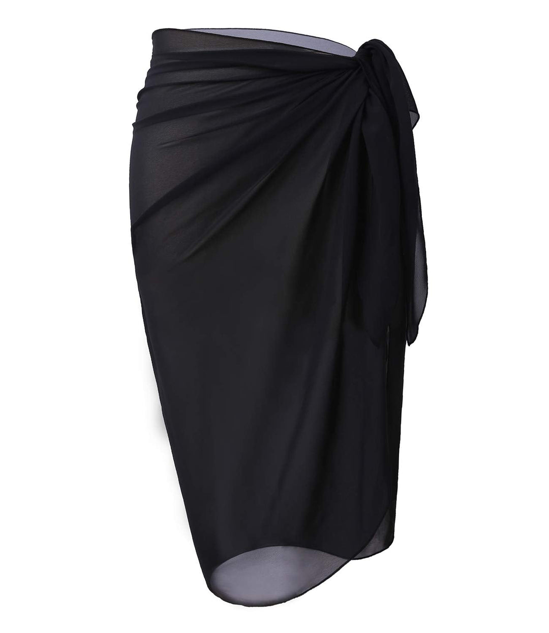 LIENRIDY Women's Swimwear Chiffon Cover up Beach Sarong Swimsuit Wrap Black Middle L-XL