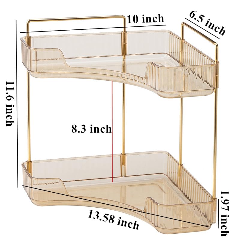 Amber 2-Tier Bathroom Counter Shelf - Vanity Organiser for Skincare, Makeup, Toiletries, Lotions, Perfumes