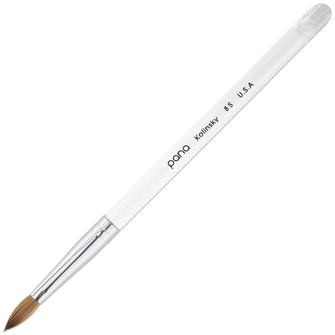 Pana Pure Kolinsky Hair Acrylic Nail Brush - Oval Crimped Shape Silver Ferrule With Clear Acrylic Handle (Size 8)