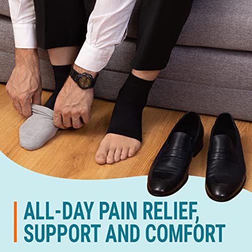 KEMFORD Ankle Compression Sleeve - Plantar Fasciitis Braces - Open Toe Compression Socks for Swelling, Sprain, Neuropathy, Arch Support for Men and Women - 20-30mmhg, L, Beige