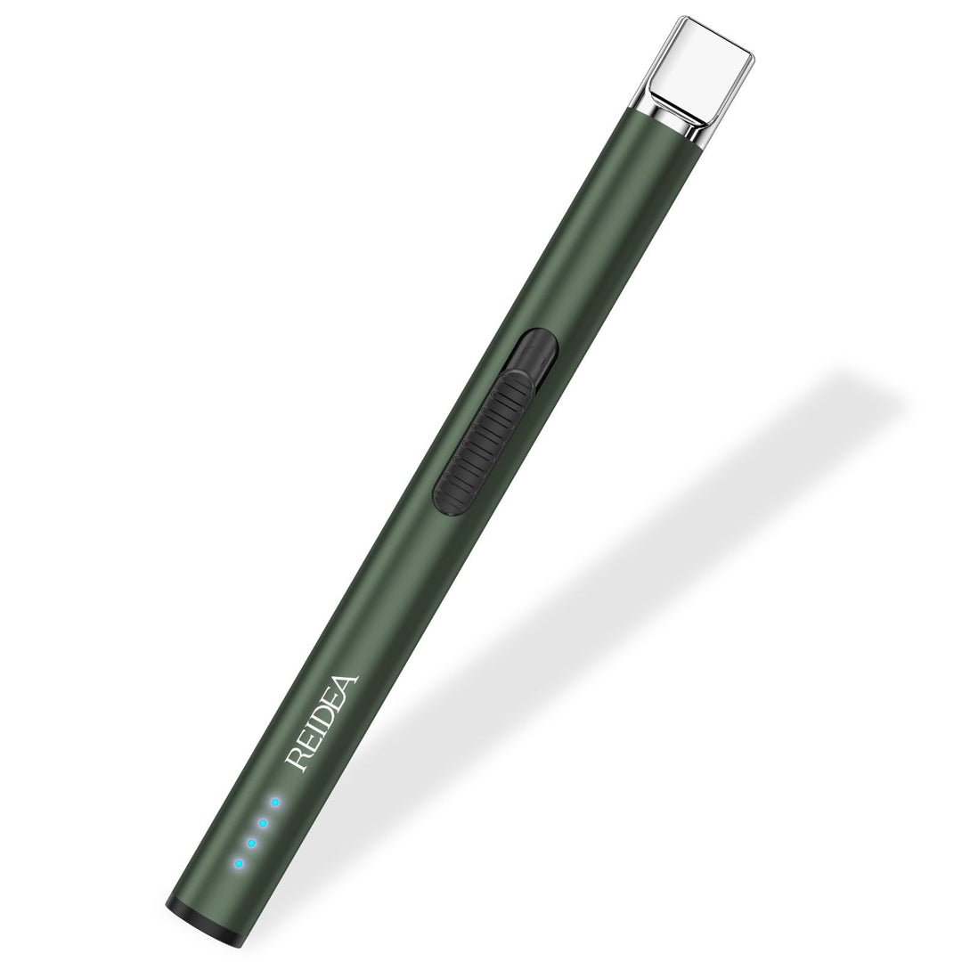 REIDEA Lighter S4 Pro Electric USB Rechargeable Safety Lock with LED Battery Indicator Flameless Windproof Arc Plasma Lighter for Candle, Fireworks (Pine Green)