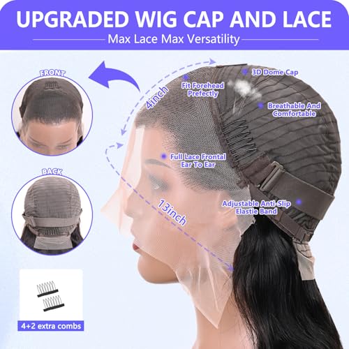 Body Wave Lace Front Wigs Human Hair Pre Plucked 13x4 HD Transparent Lace Frontal Glueless Wigs Human Hair Natural Hairline 180 Density Lace Front Wigs Bleached Knots 24 Inch