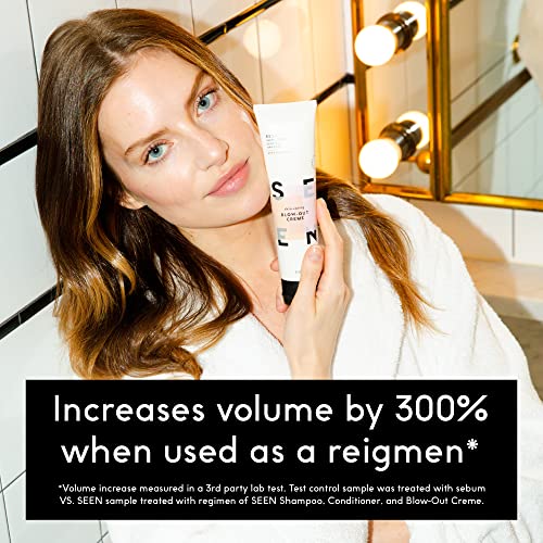 SEEN Travel Trio, Fragrance Free - Non-Comedogenic & Sulfate-Free Blow-Out Hair Cream, Shampoo & Conditioner Set- Reduces Frizz- Heat Protectant- Safe for Sensitive & Eczema Prone Skin