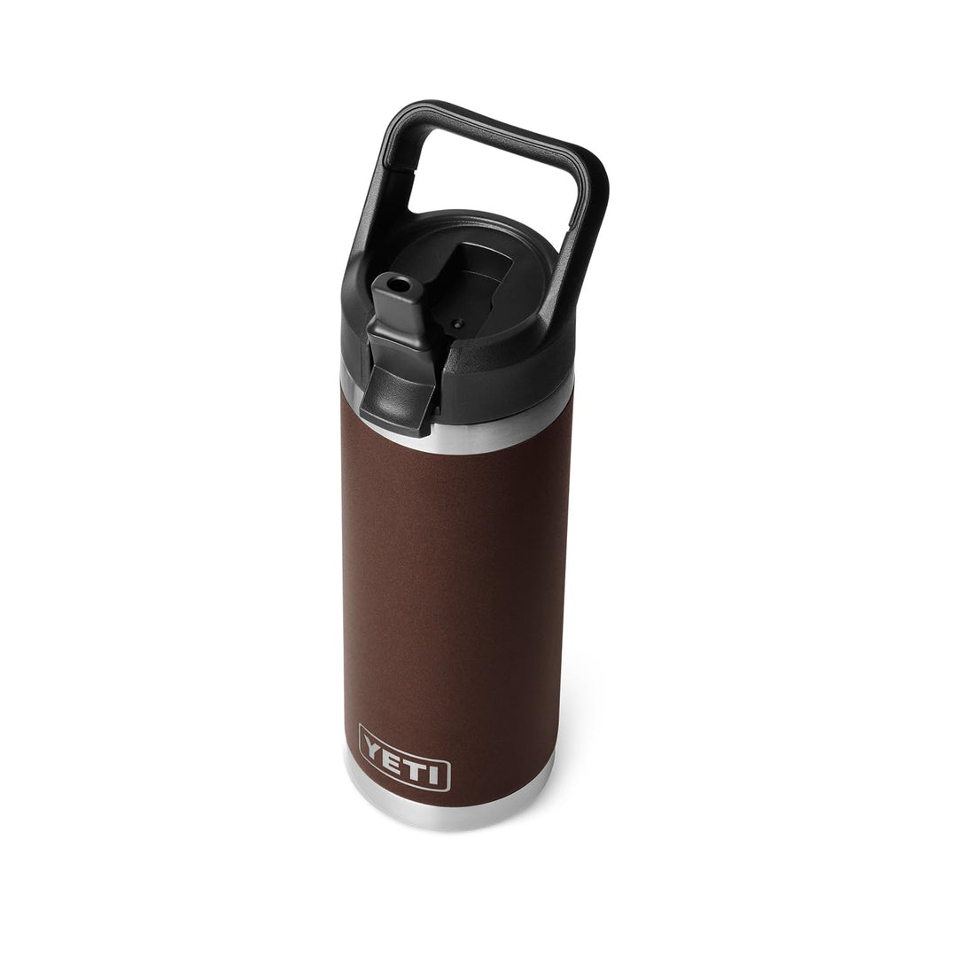 YETI Rambler 18 oz Bottle, Vacuum Insulated, Stainless Steel with Straw Cap, Wetlands Brown