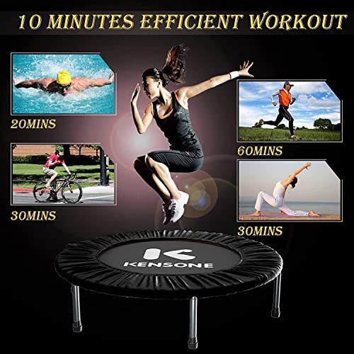 KENSONE 40" Mini Trampoline Rebounder Trampoline for Adults Small Fitness Trampoline for Kids Bounce Exercise, 1 Extra Black Cotton Safety Pad Included, Max Load 330 LBS
