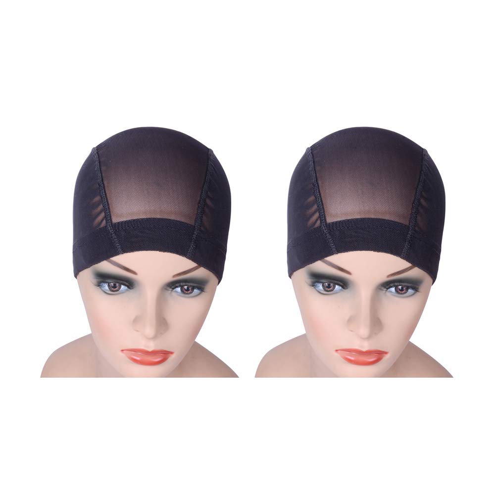 YANTAISIYU 2 PCS/Lot Black Mesh Cap Wig Cap for Making Wigs Stretchable Hairnets with Wide Elastic Band (Mesh Cap S)
