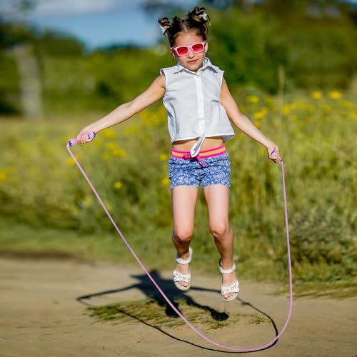Homello Jump Rope for Kids - Wooden Handle - Adjustable Cotton Braided Fitness Skipping Rope for Toddler Fitness Workout Exercise Outdoor Activity (Purple)