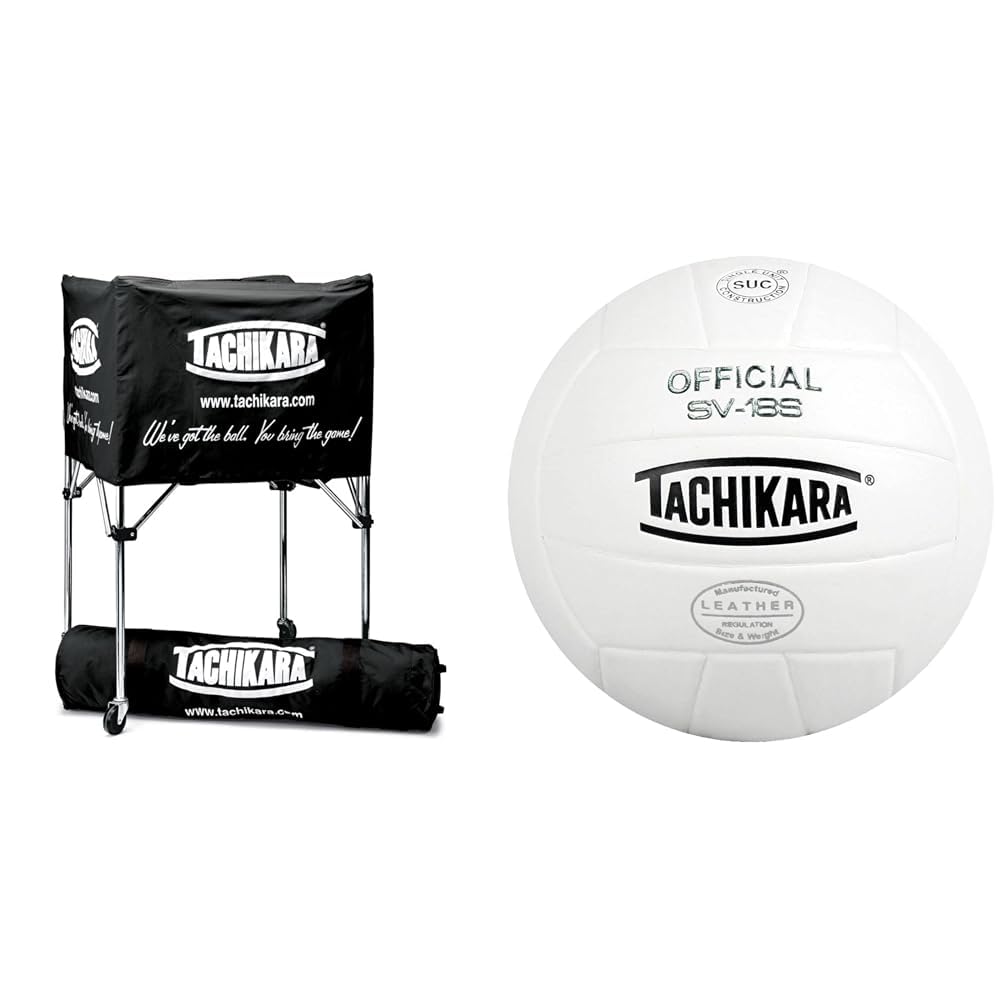 Tachikara BIK-SP Portable Ball Cart (Black) & SV-18S Indoor Volleyball (EA)