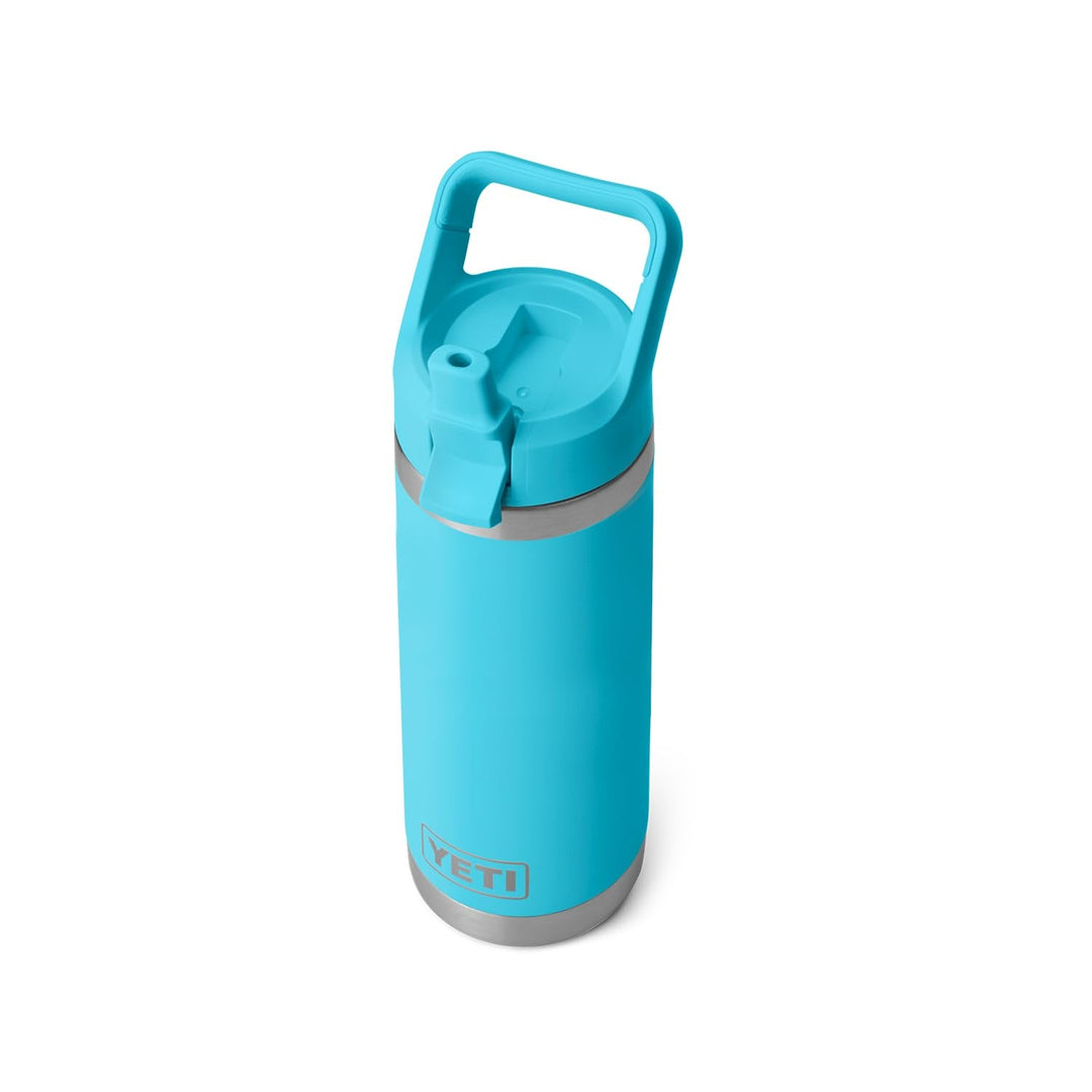 YETI Rambler 18 oz Bottle, Vacuum Insulated, Stainless Steel with Straw Cap, Reef Blue