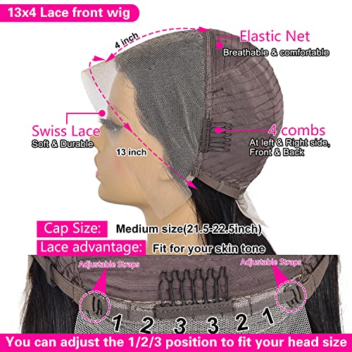 Bob Wig Human Hair 13x4 Lace Front Wigs Human Hair Pre Plucked with Baby Hair 180% Density Short Bob Wigs for Women Straight Bob Frontal Wigs for Women Natural Black (12inch,Short Wigs)