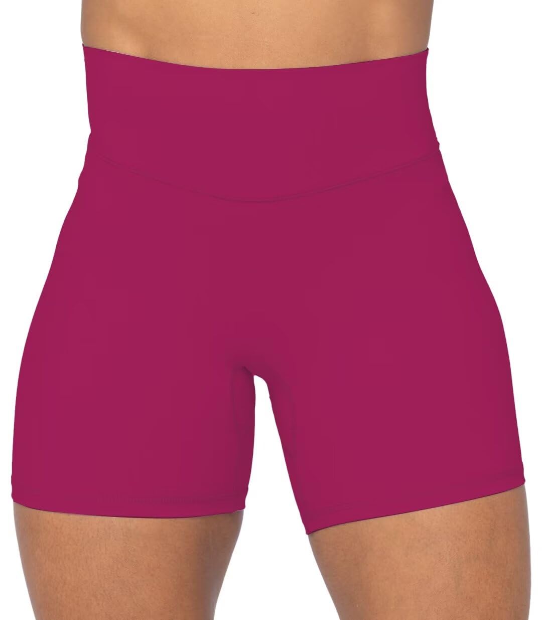 Sunzel No Front Seam High Waist Biker Shorts for Women, Squat Proof Yoga Workout Gym Bike Shorts 5" Sangria X-Small
