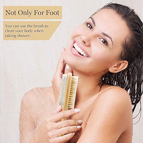 3 Pieces Foot File Rasp Callus Remover Pumice Stone Rasp Brush Double Sided Foot Scrubber Exfoliator with Pumice Stone and Bristle Brush Foot Scraper Pedicure Tools for Dry Dead Skin Foot Care