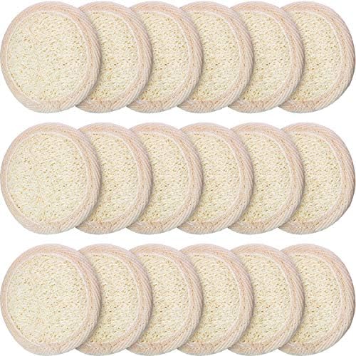 18 Packs Exfoliating Loofah Sponge Pads Mini Facial Body Bath Shower Loofah Sponge Pad Natural Exfoliating Scrubber Brush for Women Men