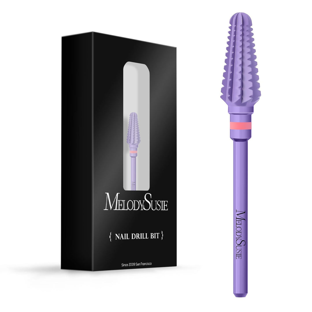 MelodySusie Professional Tornado 3/32'' Nail Drill Bits, Carbide Tungsten Multi-function Bits, Suitable for Manicure Pedicure Cuticle Gel Polishing, Salon Bits, Series Bit-X, Purple, 3XC
