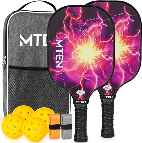 Pickleball Paddles, USAPA Approved Pickleball Paddles Set of 2, Lightweight Fiberglass Pickleball Set with 2 Pickleball Rackets,4 Pickleball Balls,1Carry Bag, Pickleball Set for Beginners & Pros
