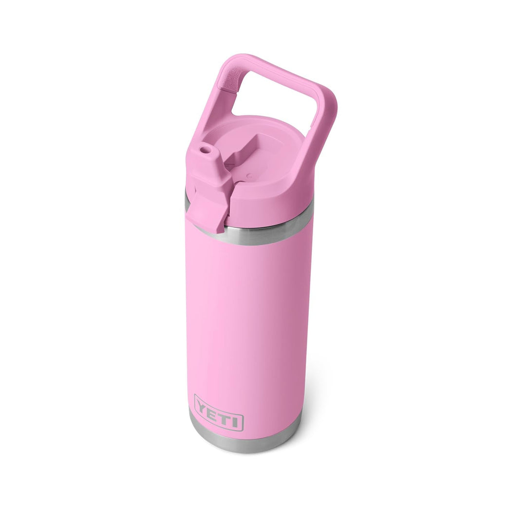 YETI Rambler 18 oz Bottle, Vacuum Insulated, Stainless Steel with Color Matching Straw Cap, Power Pink