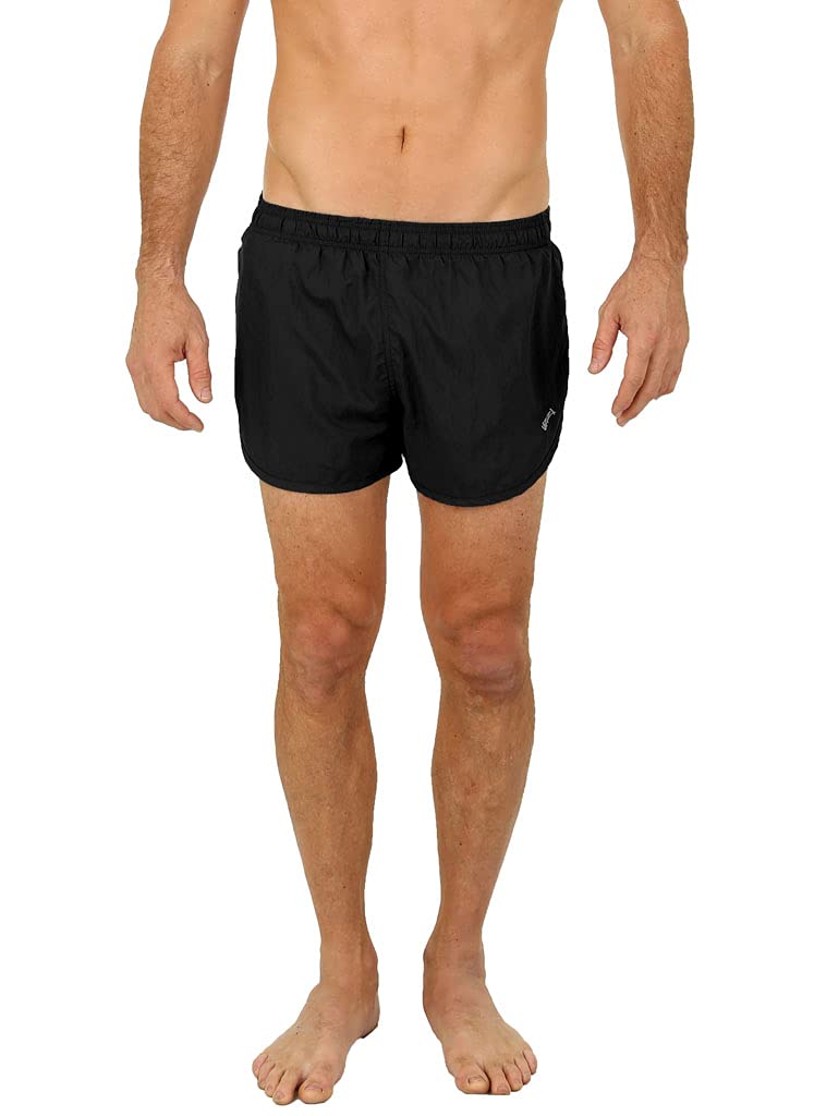 UZZI Men's Basic Running Shorts Swimwear Trunks 1830 Black XL