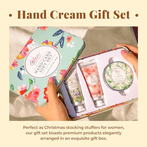 BODY & EARTH # LOVE Hand Cream Gift Set for Women, Hand Lotion Gift for Mothers Day, Travel Size Lotion, Repair & Moisture Dry Hands, 2 Hand Cream & Exfoliating Cream, Skin Care Birthday Gift for Her