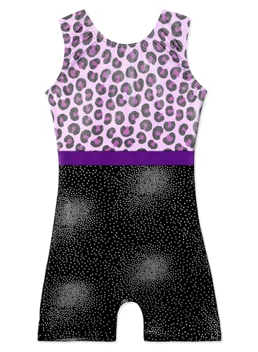 Toddler Gymnastis Leotard Dance Wear size 3 4 Ballet Dance Leotard Unitards Sparkle Purple Leopard (Purple Leopard, 3-4 Years)