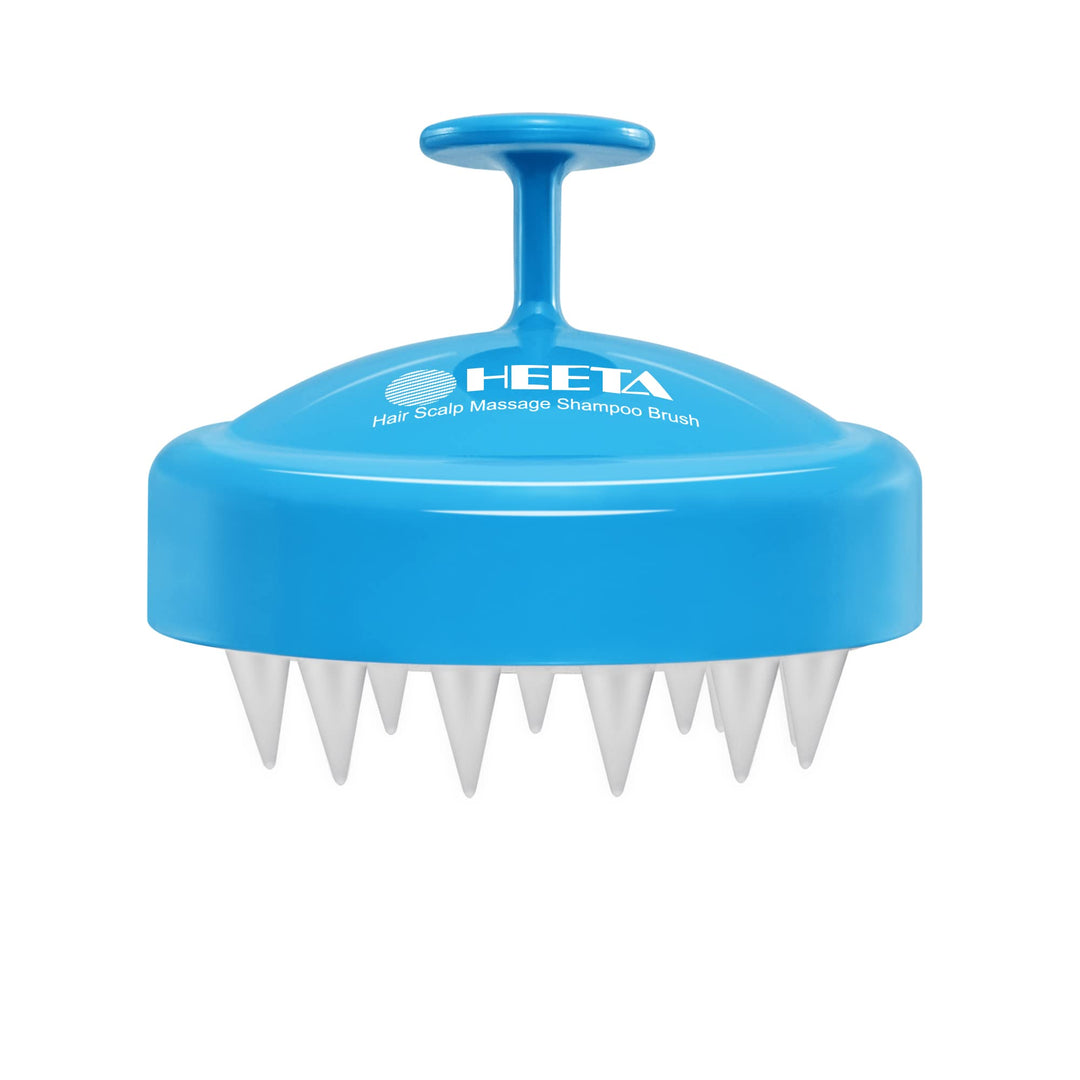 Heeta Scalp Massager With Soft Silicone Bristles For Hair Growth, Dandruff Removal And Exfoliation - Sky Blue Shampoo Brush