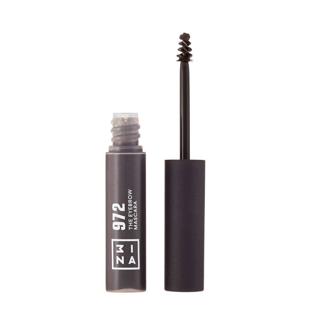 3Ina Makeup - Vegan - Cruelty Free - The Eyebrow Mascara 972 - Gray - Fixes, Defines, Adds Volume And Control Brows -Non Sticky
