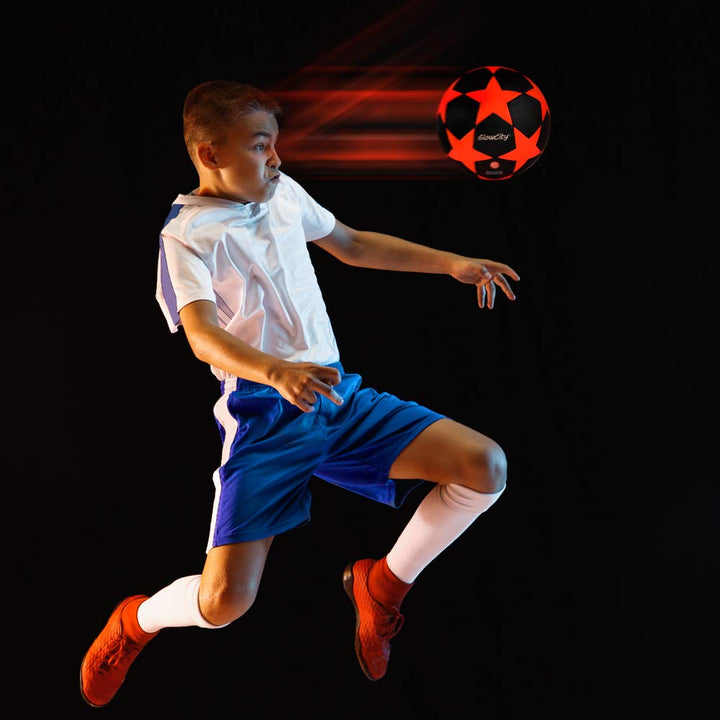 GlowCity Glow in The Dark Soccer Ball | Light Up Indoor/Outdoor Soccer Ball with 2 LED Lights | Pre-Installed Batteries | Fun Gift for Teens