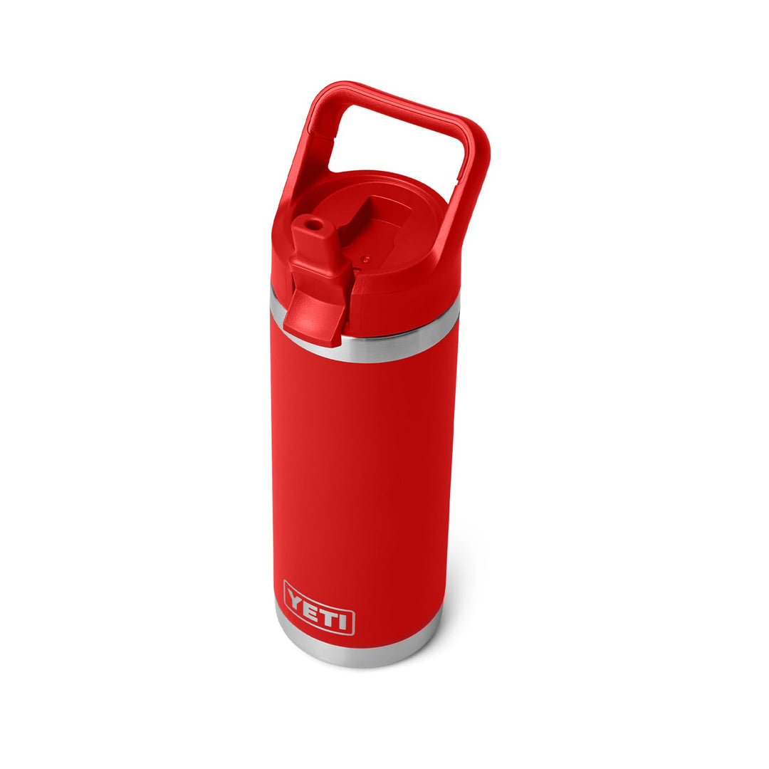 YETI Rambler 18 oz Bottle, Vacuum Insulated, Stainless Steel with Color Matching Straw Cap, Canyon Red