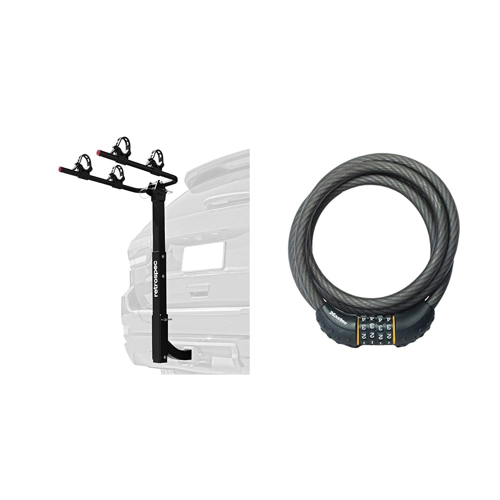 Retrospec Lenox 2-5 Bike Hitch Rack for Cars, Trucks, SUVs with Master Lock Set Your Own Combination 6 ft Cable Bike Lock