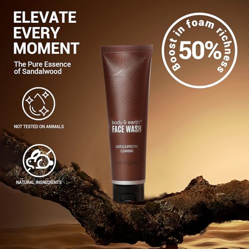 Body & Earth Bath and Body Wash Sets for Men - 8pcs Spa Baskets Mens Birthday Gifts Sandalwood, Self Care Kit, Husband Men Father's Day Gifts