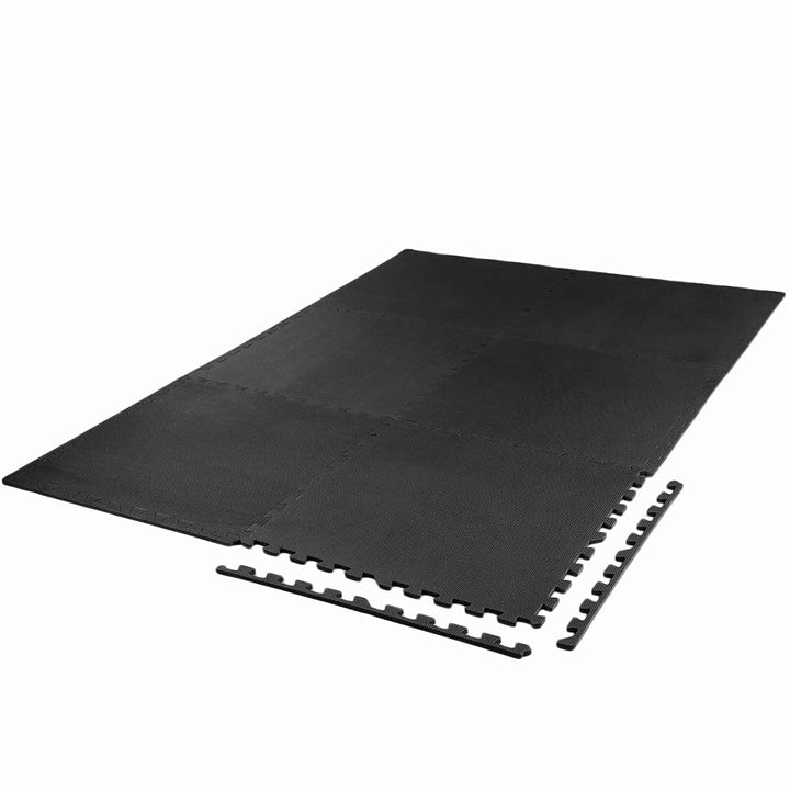 Xspec 3/8" Thick 100 sq. ft. (25 pcs) Gym EVA Foam Floor Mats (24" x 24") | T Pattern, Black