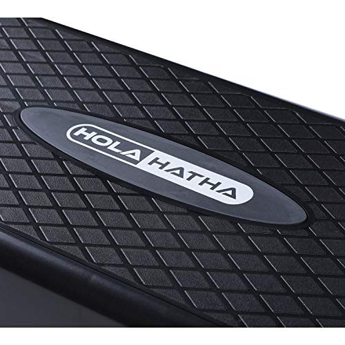 HolaHatha Compact Portable Aerobic Step Platform Exercise Fitness Equipment, Cardio Stepper with Adjustable Height for Home Gym, Black