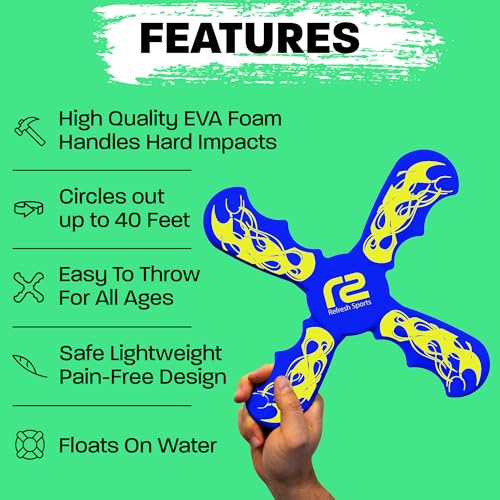 Boomerang Kids Outdoor Flying Disc - Soft Toy Boomerangs Gifts for Boys 8-12 & Girls 8-12 - Best Easter Basket Stuffers Gift Ideas for Kids - Outside Boys Toys Age 6 7 8 9 10 11 12 & Up Backyard Games