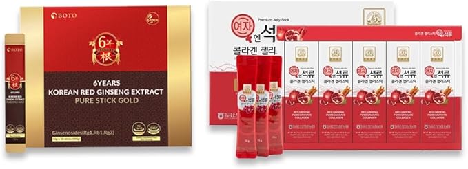 BOTO & Baekje Geumsan Daily Wellness Set β 30 Red Ginseng + 30 Collagen Jelly Sticks for Energy & Skin