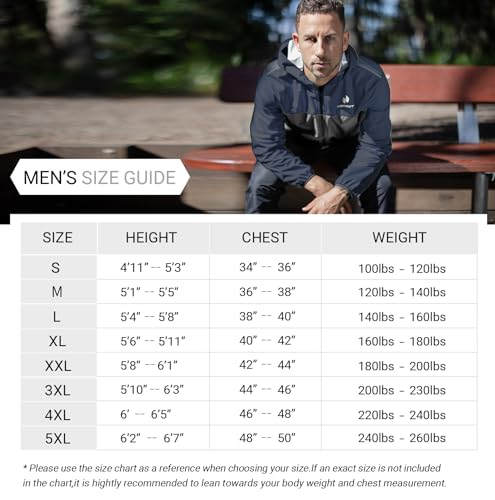 HOTSUIT Sauna Suit for Men Sweat Suits Gym Workout Exercise Sauna Jacket Pant Full Body, Dark Blue, S