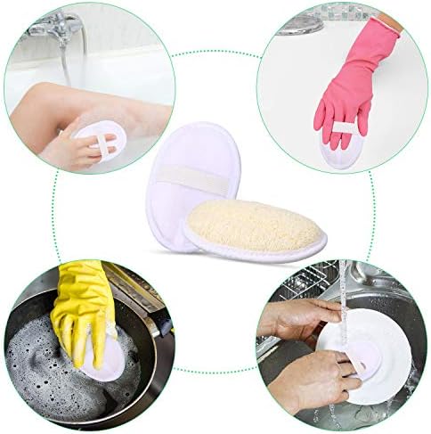 18 Packs Exfoliating Loofah Sponge Pads Facial Body Bath Shower Loofah Sponge Pad Natural Exfoliating Scrubber Brush for Men Women