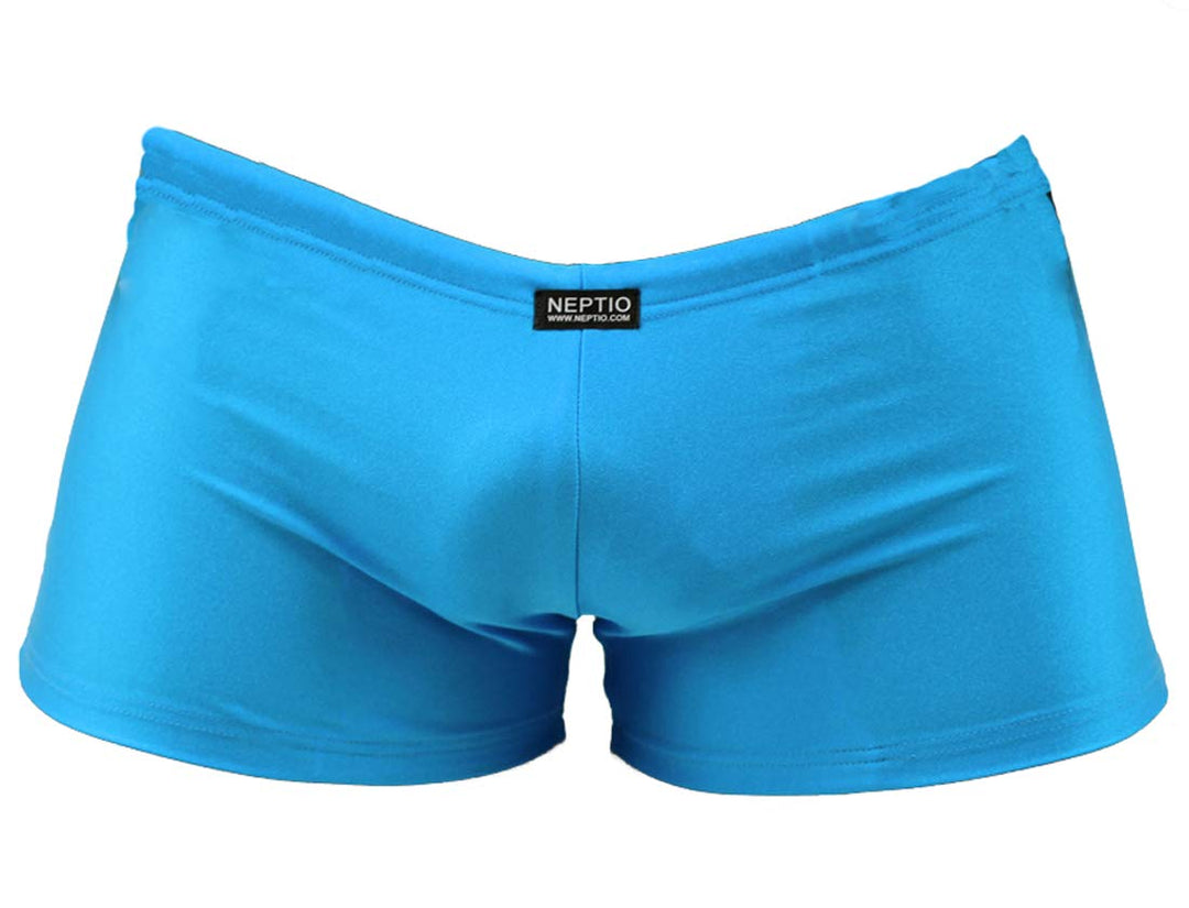 NEPTIO Men's Solid Color Midcut Trunk Swimsuit for Men Blue-Turquoise-Large