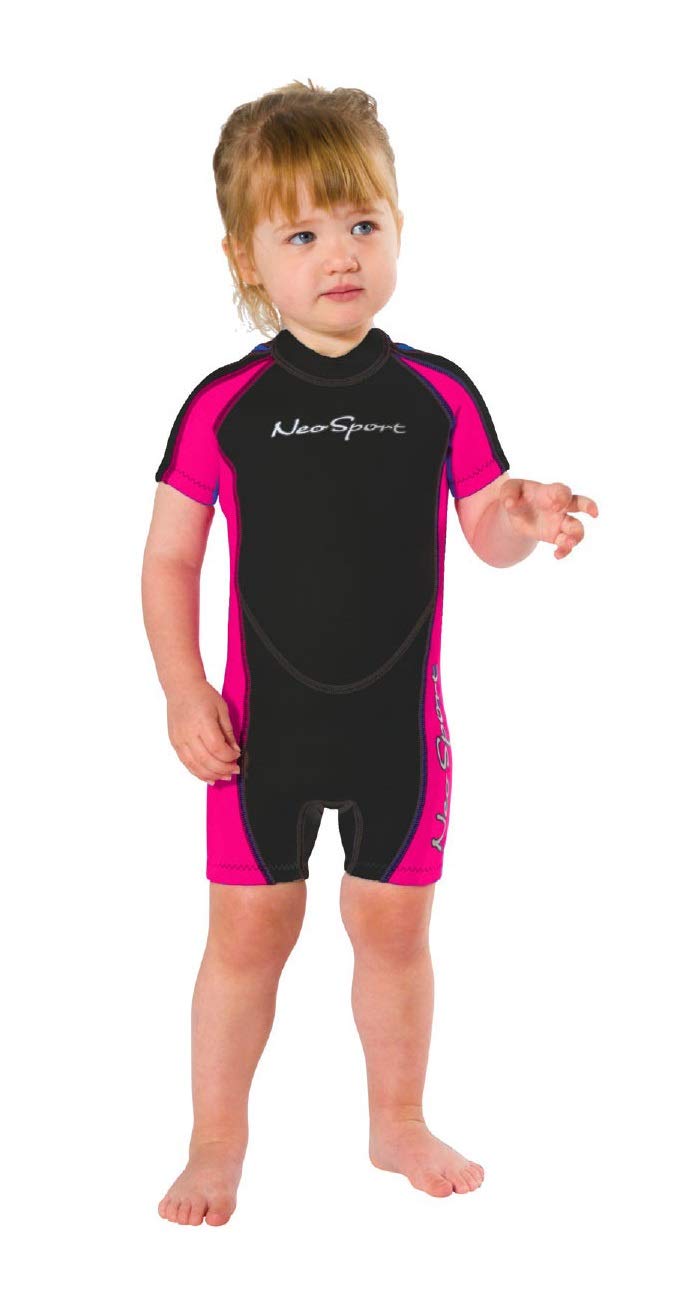Neosport Children's 2mm Shorty Back Zip Wetsuit, 8 Pink/Black