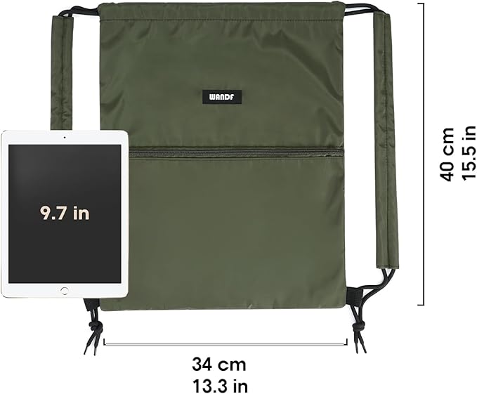 WANDF Drawstring Backpack Sports Gym Bag with Shoulder Pads Water Resistant String Bag Cinch Bag for Women Men (Dark Green)