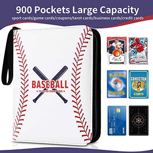GEAGMAGC Baseball Card Binder with Sleeves 900 Pockets, Gifts for Baseball Card Collectors, Trading Card Holder Compatible with Topps Card, 50 Sleeves Card Album Card Storage Organizer