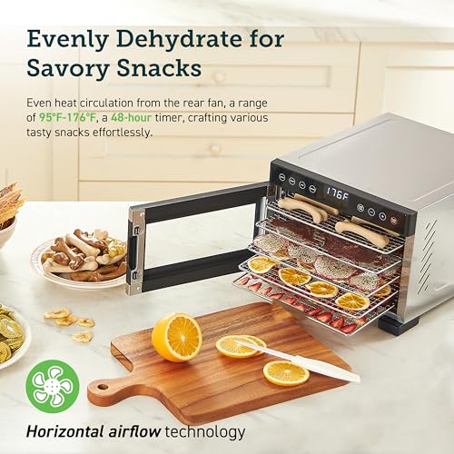 COSORI Food Dehydrator for Jerky, Large Drying Space with 6.48ftΒ², 600W Dehydrator Machine, 6 Stainless Steel Trays, 48H Timer, 165Β°F Temperature Control, Yogurt Maker, for Herbs, Meat, Fruit