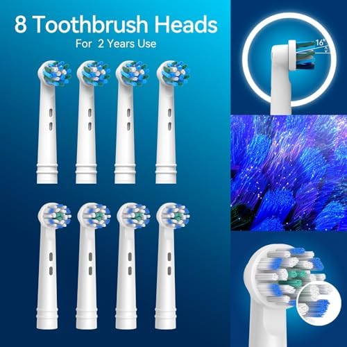 SEAGO Rotating Electric Toothbrush with 8 Round Brush Heads, with 5 Cleaning Modes, Sonic Technology Whitening Teeth in 14 Days, for Adult and Kids, SG-2603 (White)